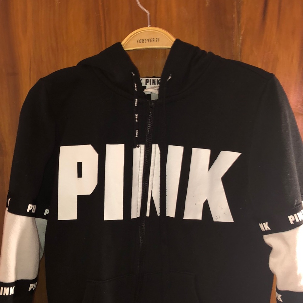 PINK victoria’s secret black zip up hoodie